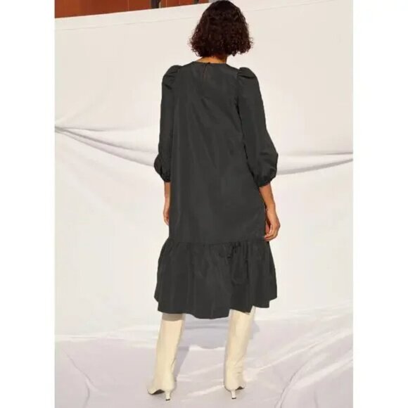 Aritzia Wilfred Sedona Taffeta Ruffle Midi Dress Black Size XS - Picture 2 of 7